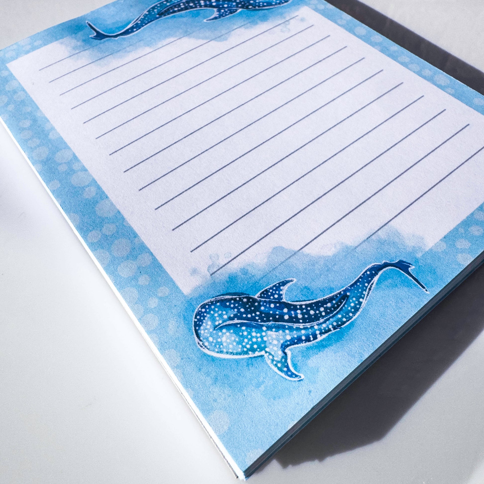 Whale Shark Note Pad – Ocean Inspired Art Illustration note Book – full view