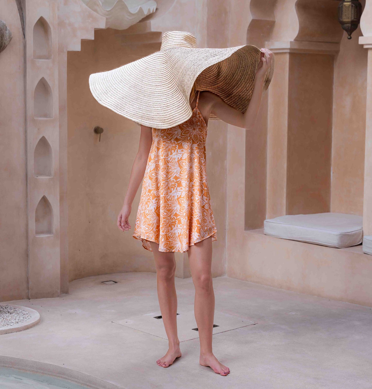 Summer Slip Dress - Peach Pastel Orange Loose Fit