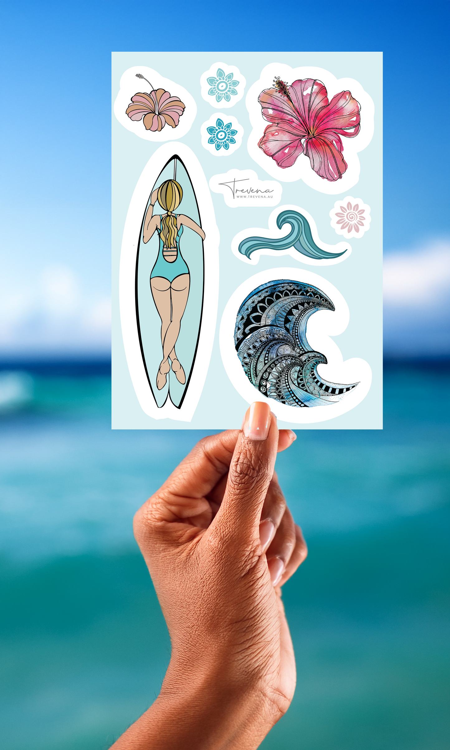 Surfer Girl Sticker Sheet