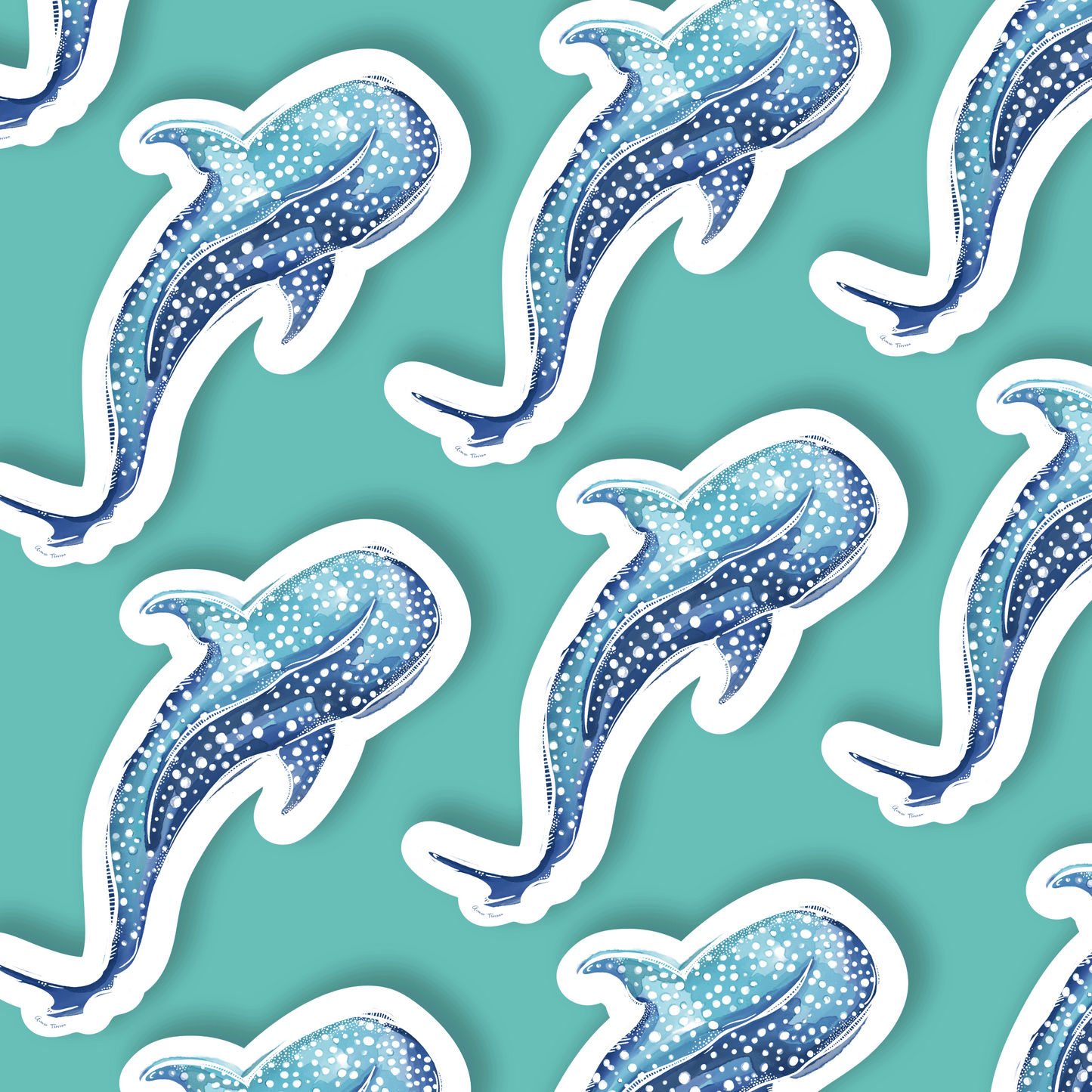 Whale Shark Watercolour Vinyl Sticker