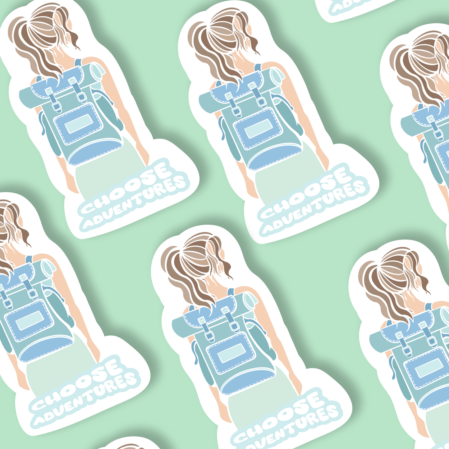 Adventure Travel Girl Illustration Vinyl Sticker