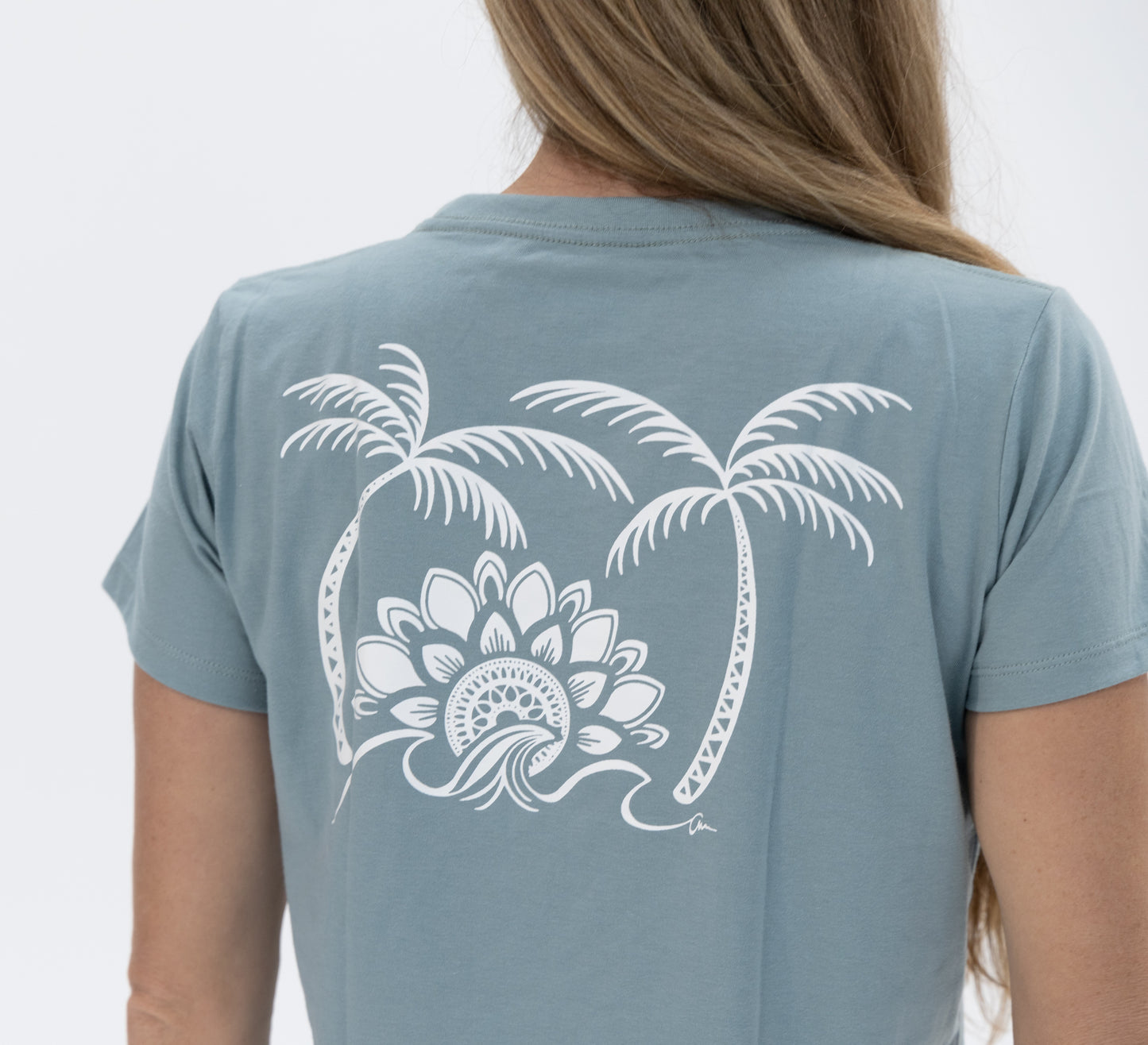T-Shirt Cropped Palm Tree Wave - Green