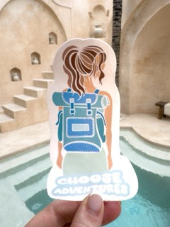 Adventure Travel Girl Illustration Vinyl Sticker