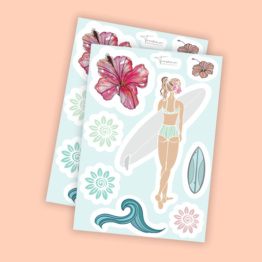 Tropical Surfer Sticker Sheet