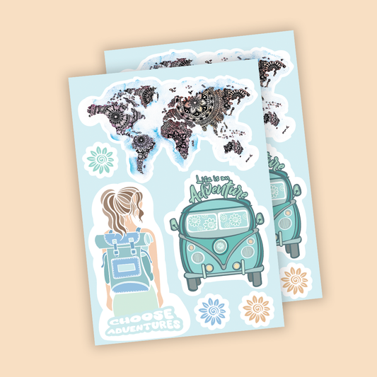 Travel Girl Adventure Sticker Sheet
