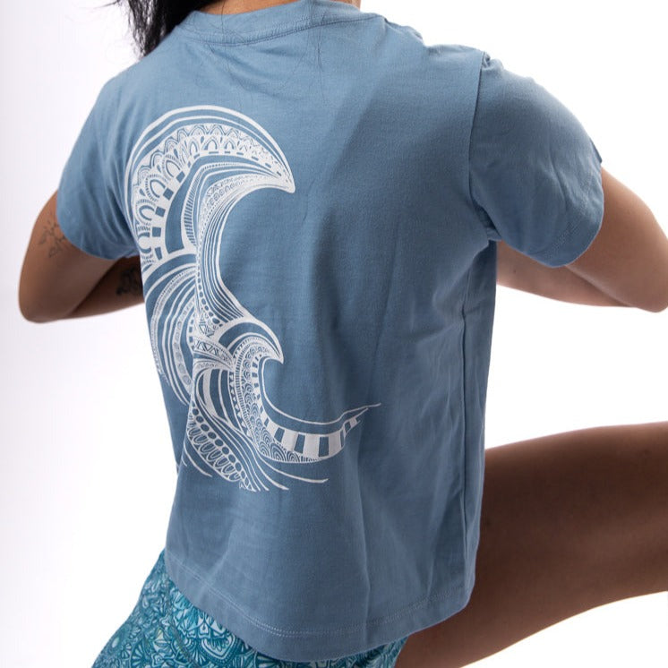 T-Shirt Cropped Wave Mandala -  Blue