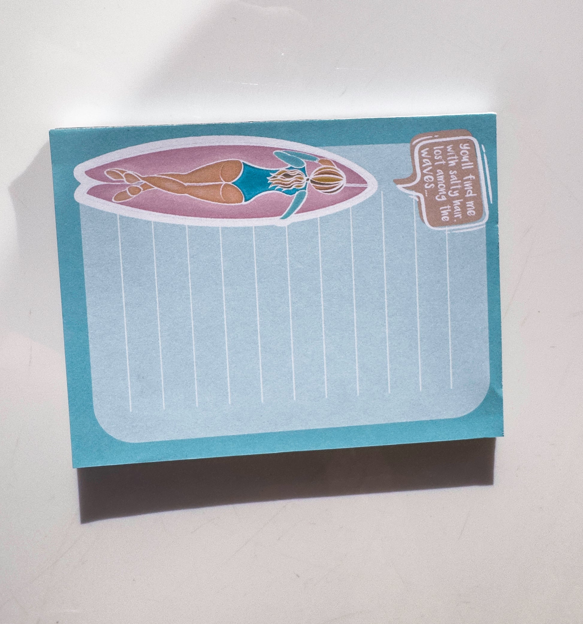 Surfer Girl Note Pad – Cute Quote Surf Chick Art Illustration – full view