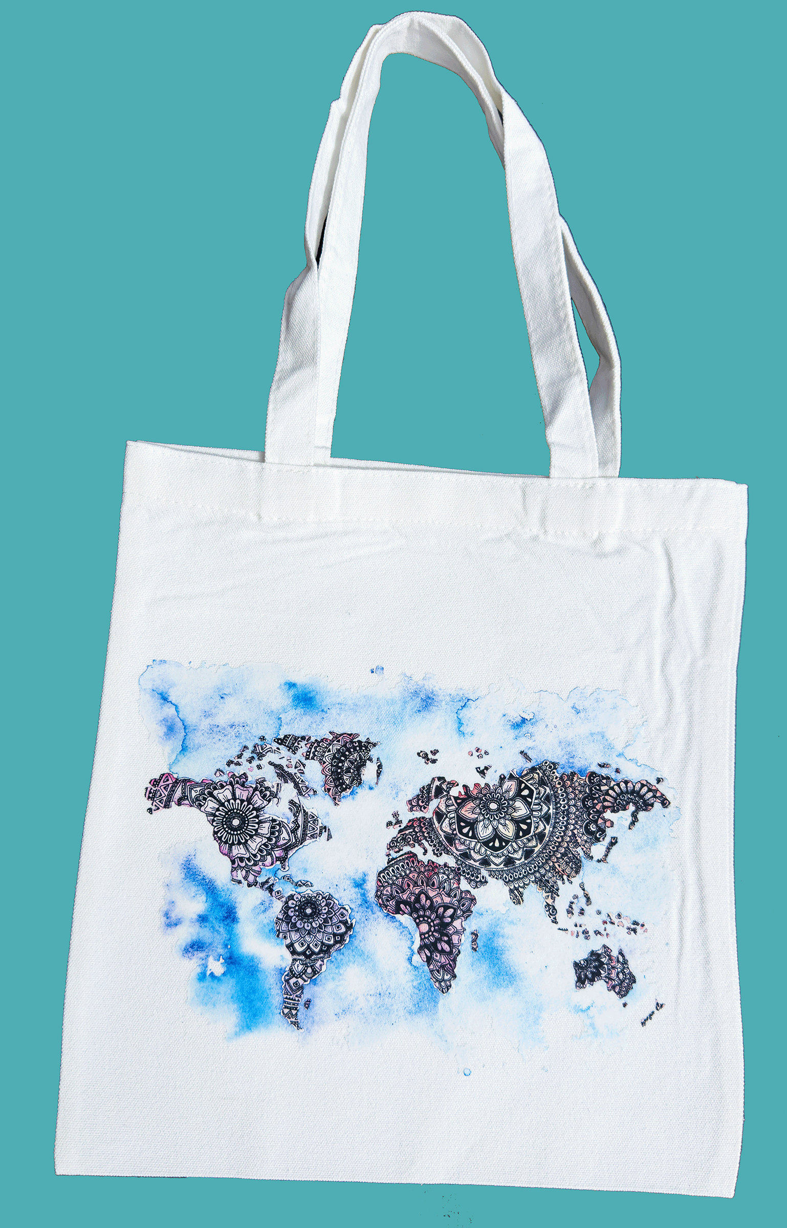 Tote Bag - World MAp Artisan Watercolour Illustration – framed