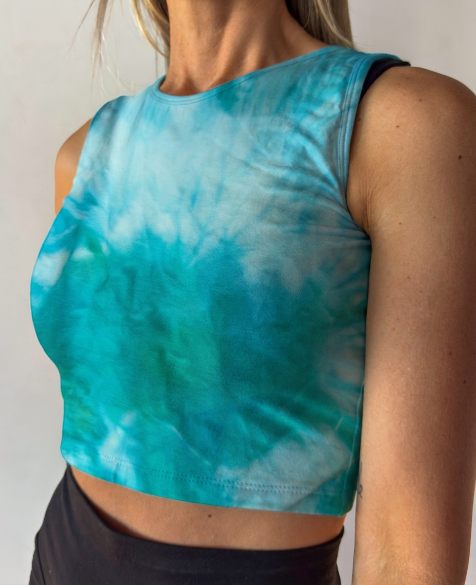 Organic Cotton Cropped Tank Top – Tie Die | Natural Fabric Singlet