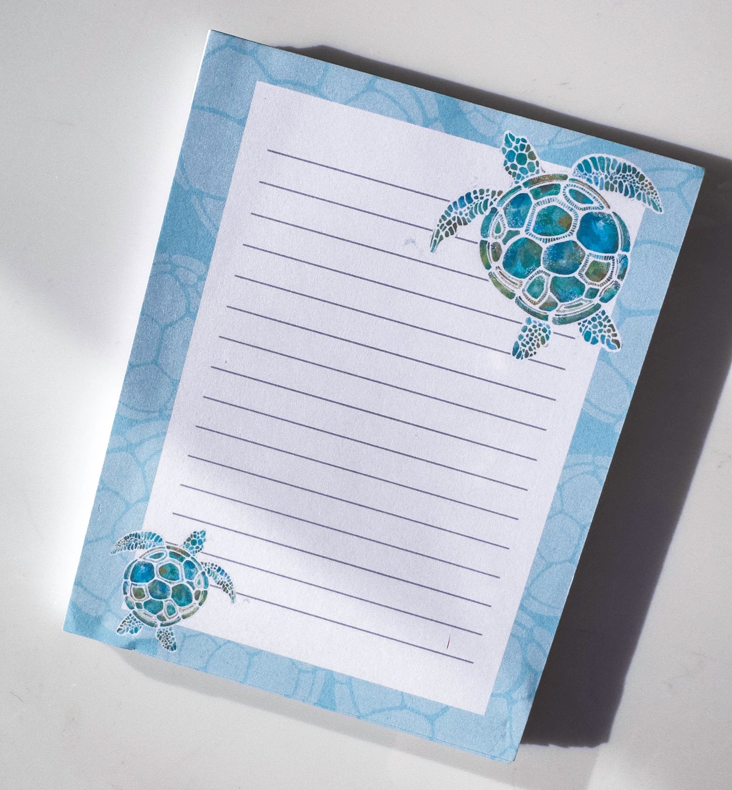 Turtle Note Pad – Ocean Inspired Art Illustration note Book – close up detail