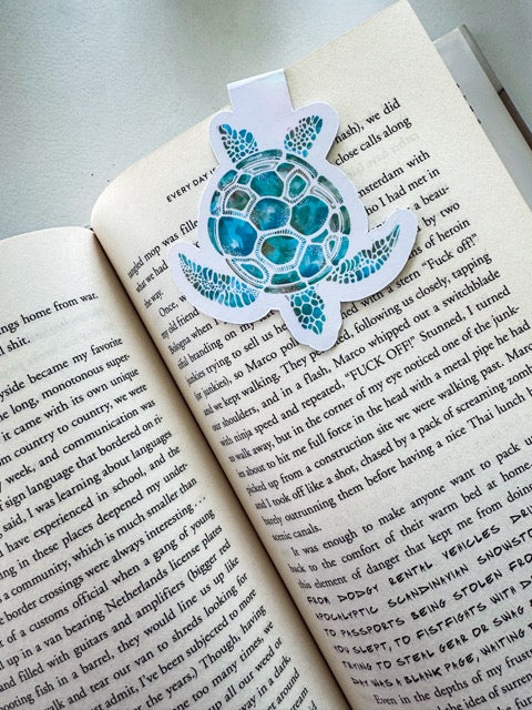 Turtle Magnetic Book Mark – Watercolour Ocean Animal Art Illustration