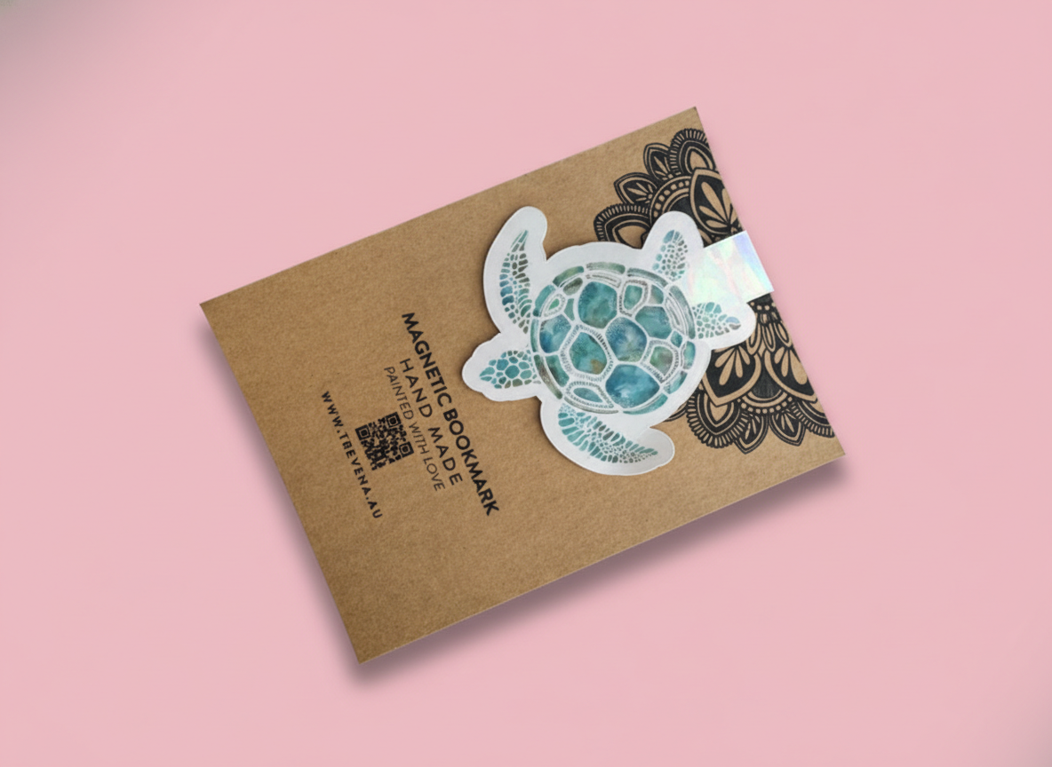 Turtle Magnetic Book Mark – Watercolour Ocean Animal Art Illustration – view 6