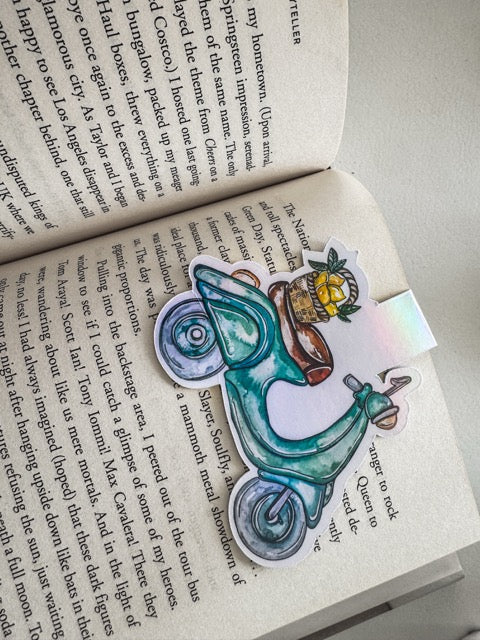 Vespa Bike Magnetic Book Mark – Watercolour European Summer Art Illustration – view 8