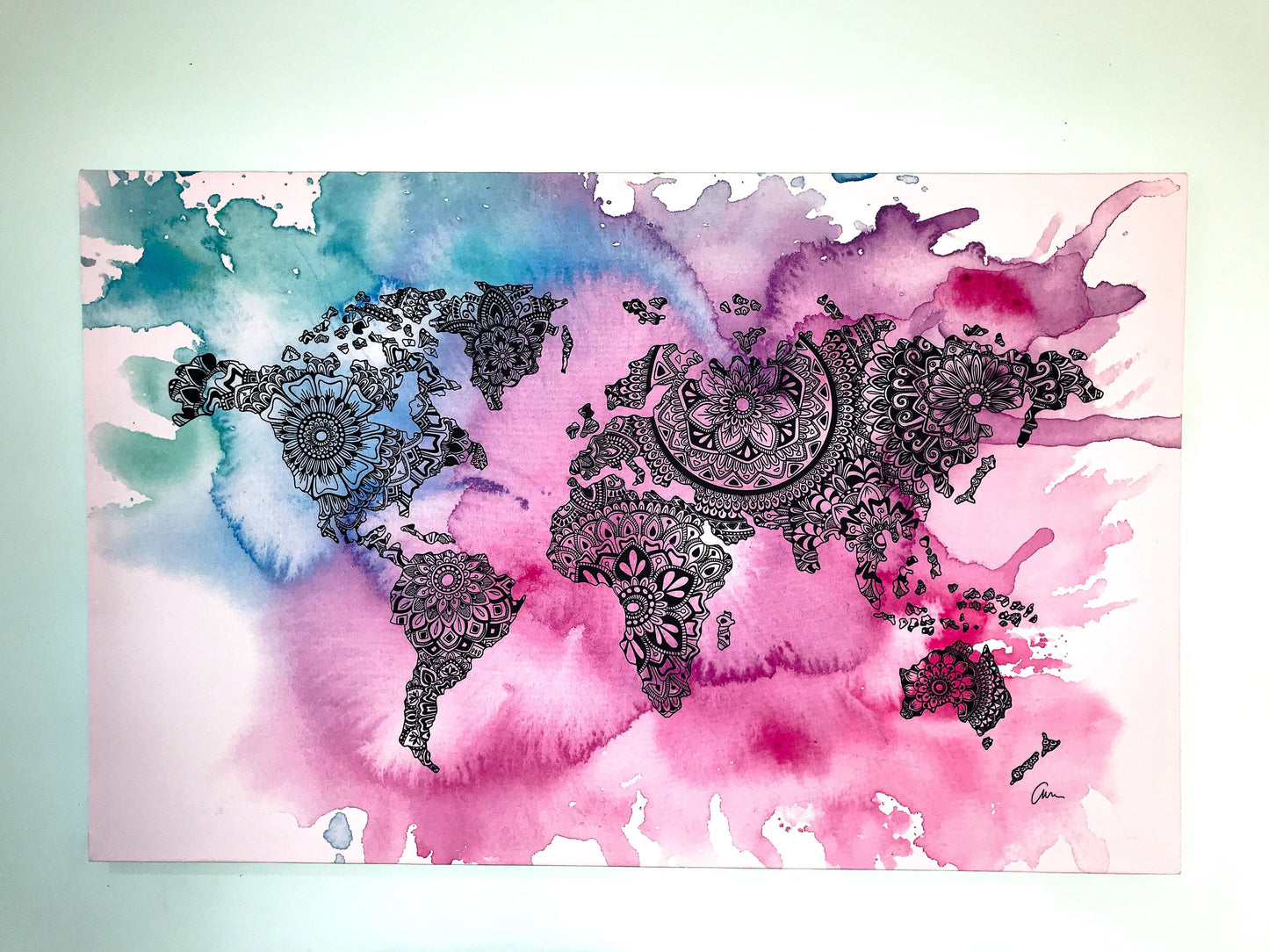 World Map Mandala Canvas