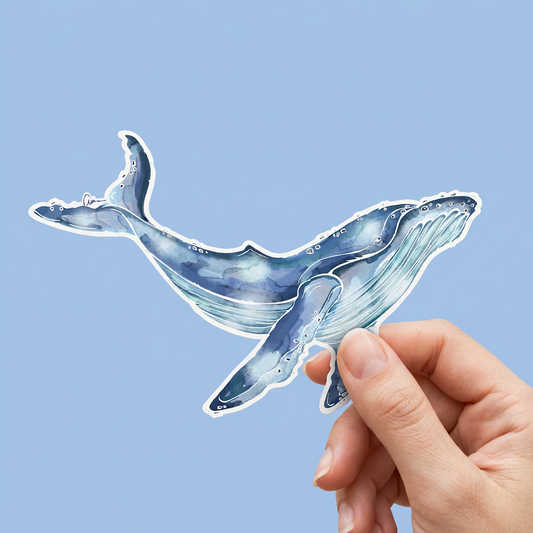 Humpback Whale Watercolour Illustration Vinyl Sticker