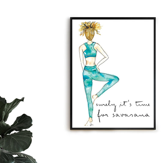 Yoga Girl Watercolour - Blue