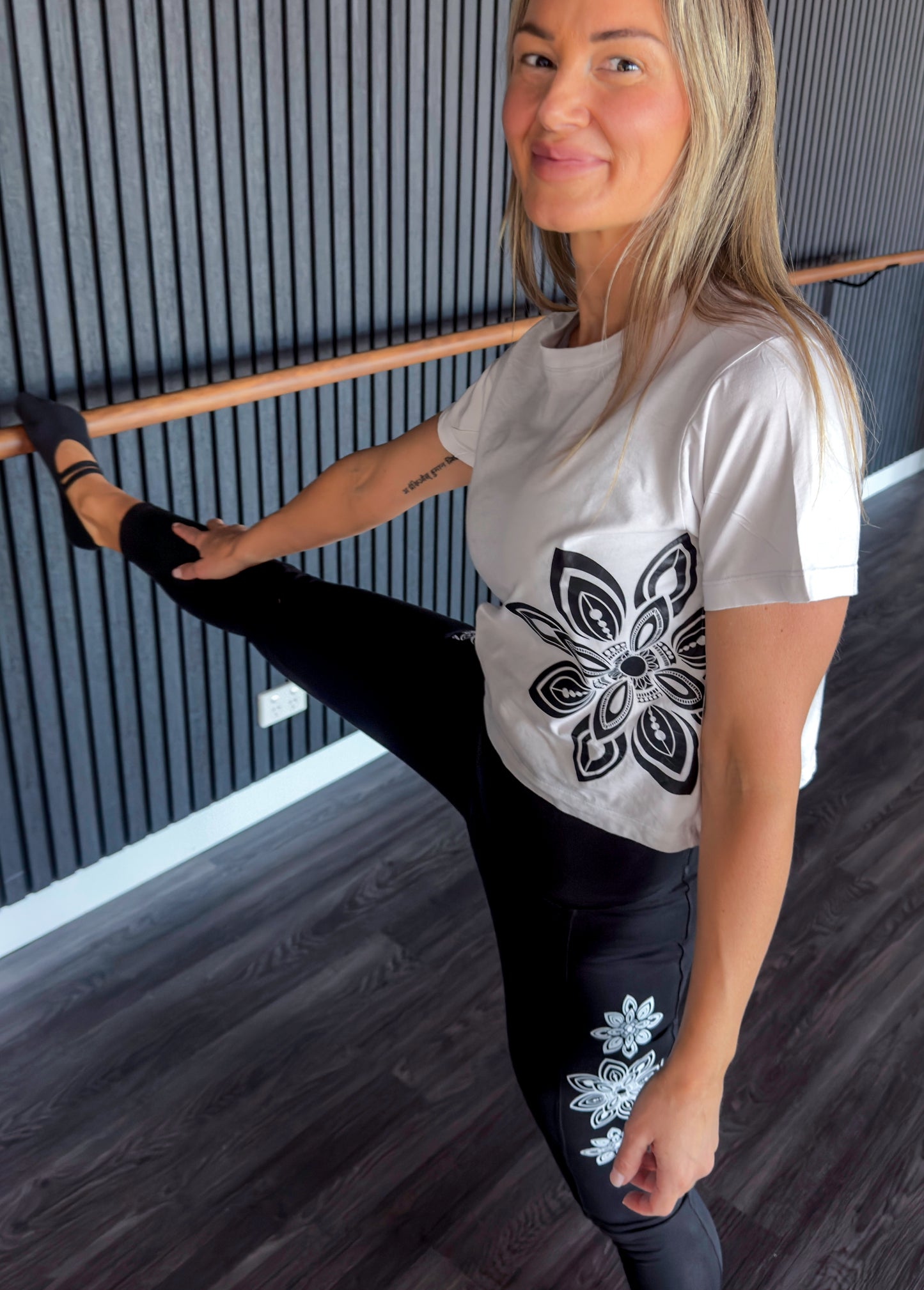 Mandala T-shirts Hand Drawn White Graphic Cropped Tee - 100% Cotton