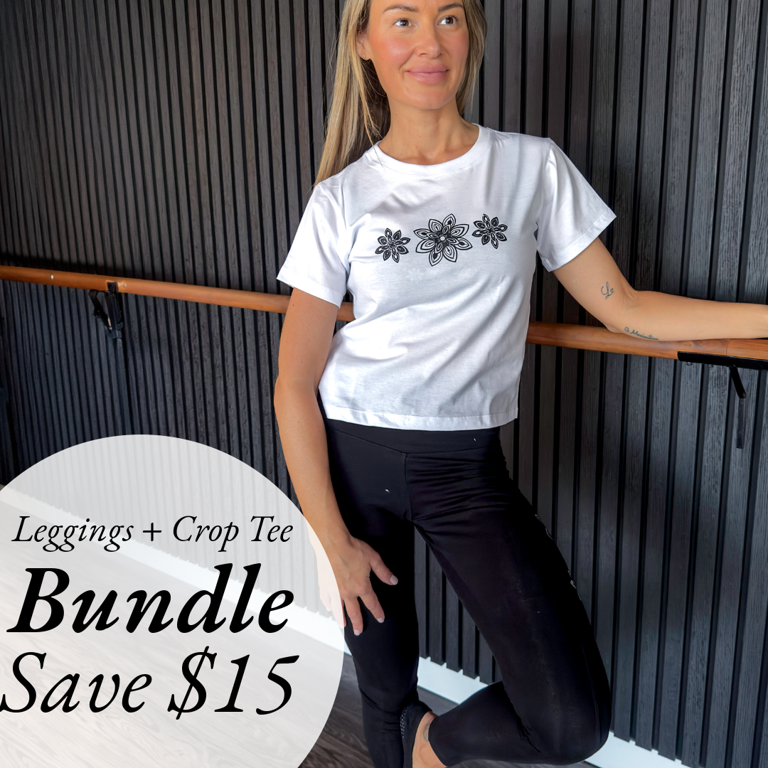 Black Organic Cotton Leggings & Mandala T-shirt Set – Activewear Bundle