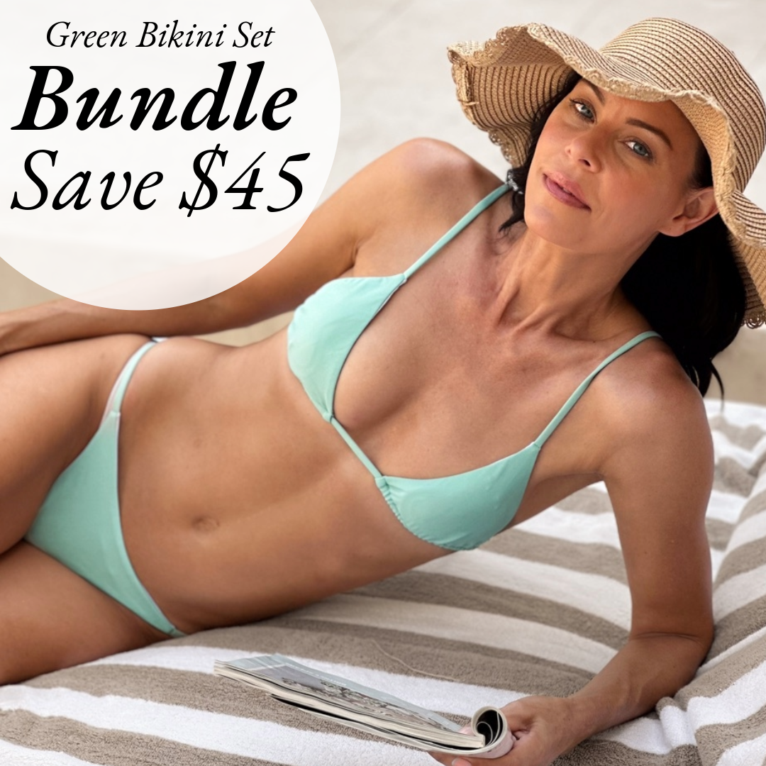 String Tringle + Thong Bikini Set - Pastel Green