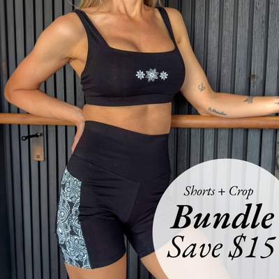 Black Organic Cotton Crop Top & Shorts Set – Activewear Bundle
