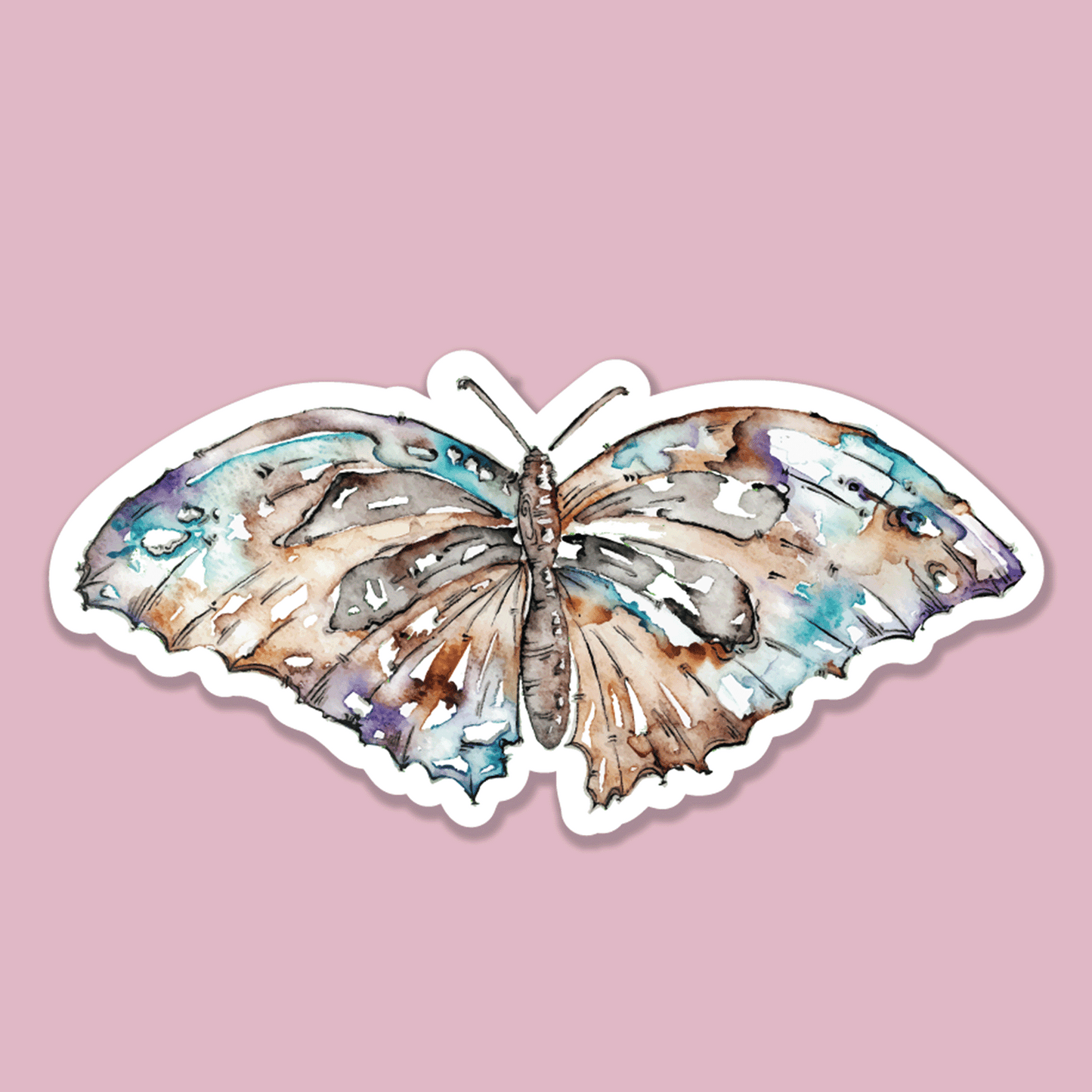 Butterfly Watercolour Vinyl Sticker – close up detail