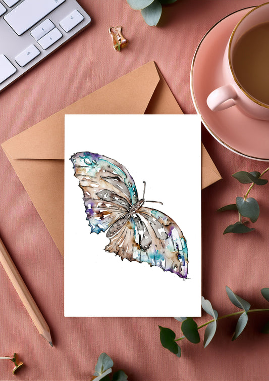 Butterfly Greeting Card – Watercolour & Ink Illustration