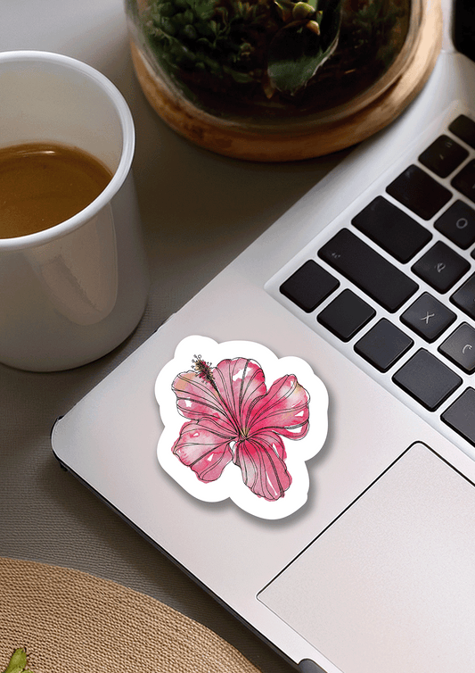 Hibiscus Flower Watercolour Vinyl Sticker