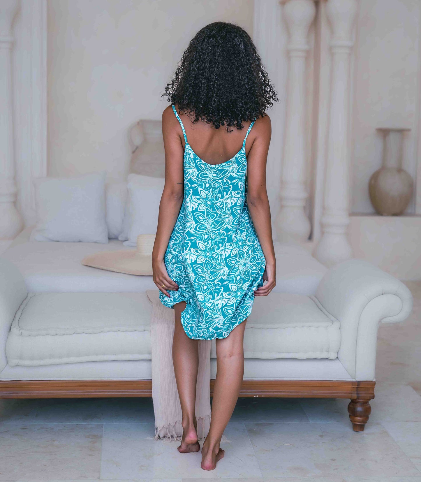Summer Slip Dress - Teal Turquoise Loose Fit