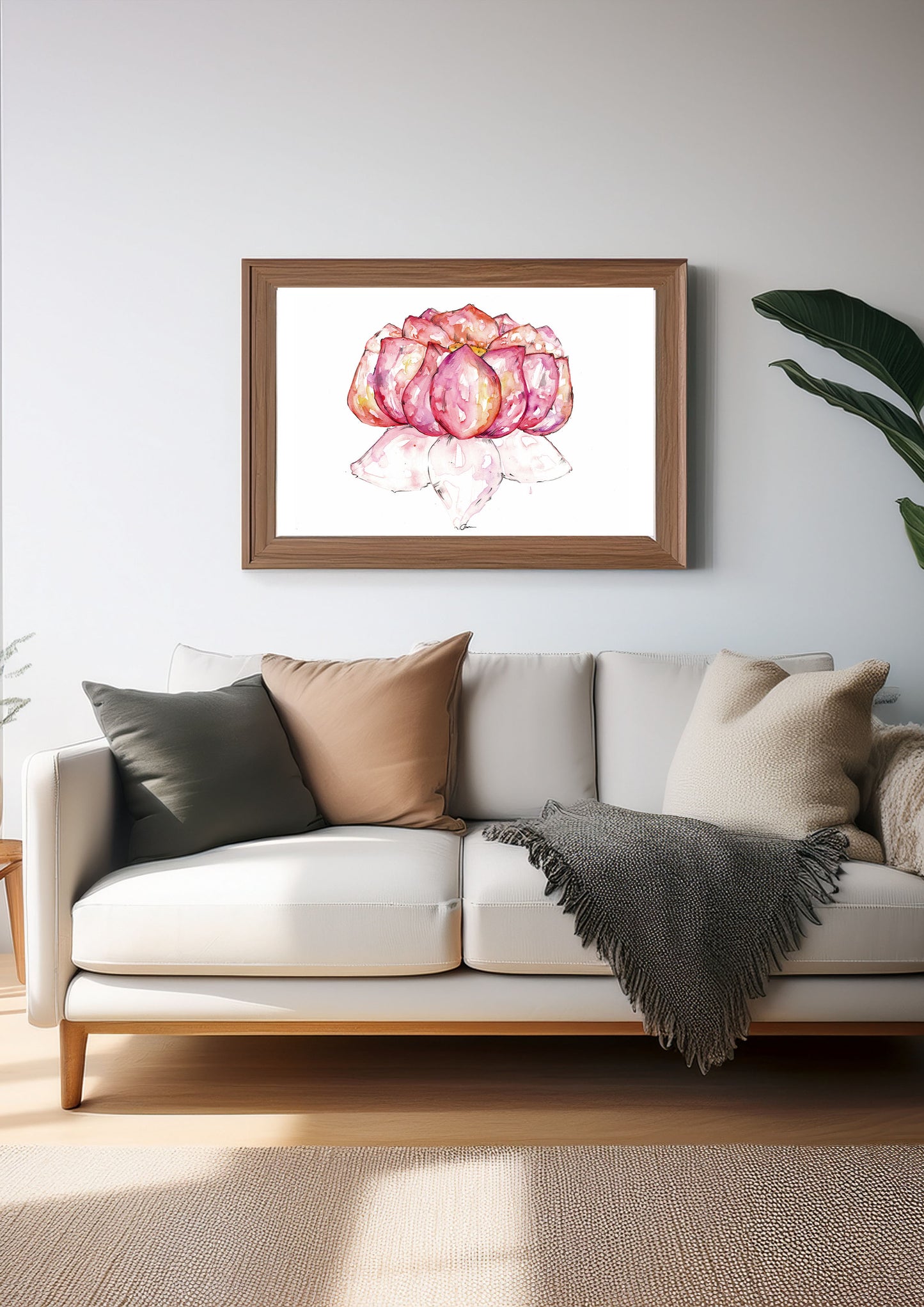 Lotus Flower Art Print – Hand-Painted Watercolour & Ink Illustration