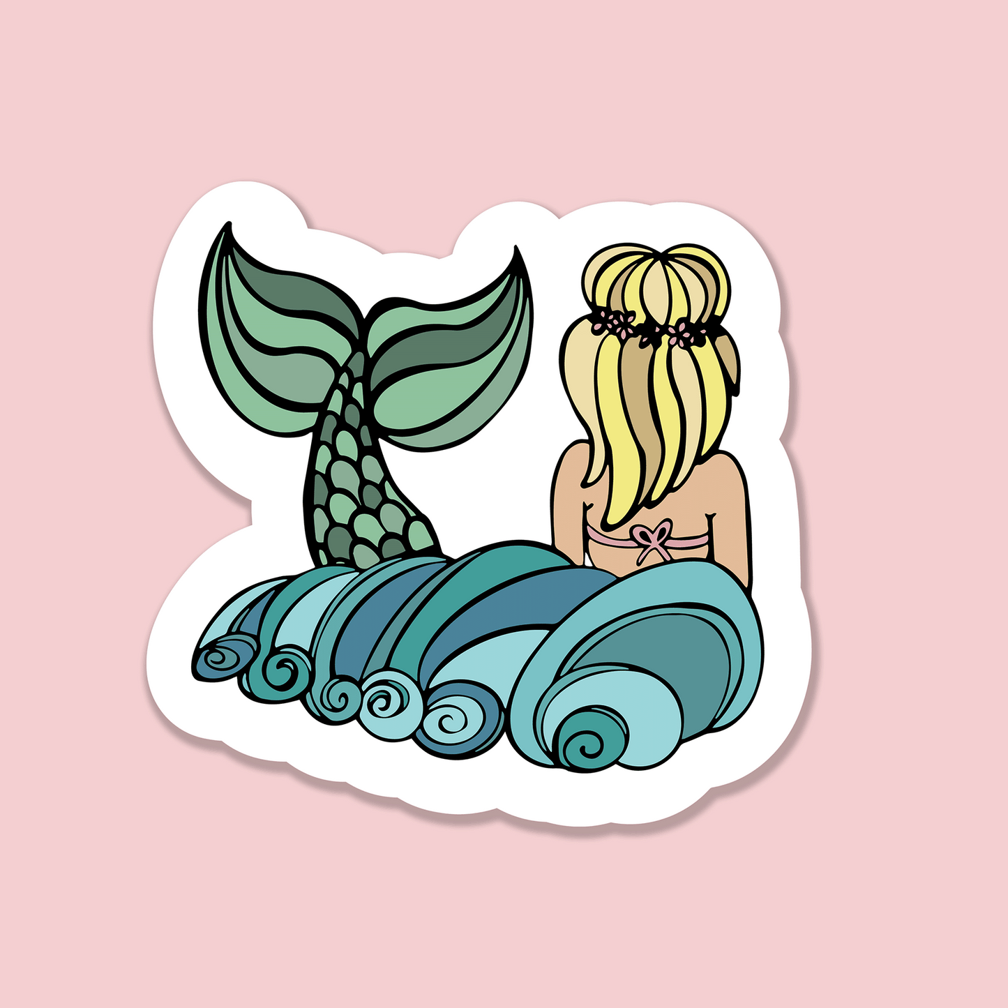 Mermaid Illustration Vinyl Sticker – close up detail