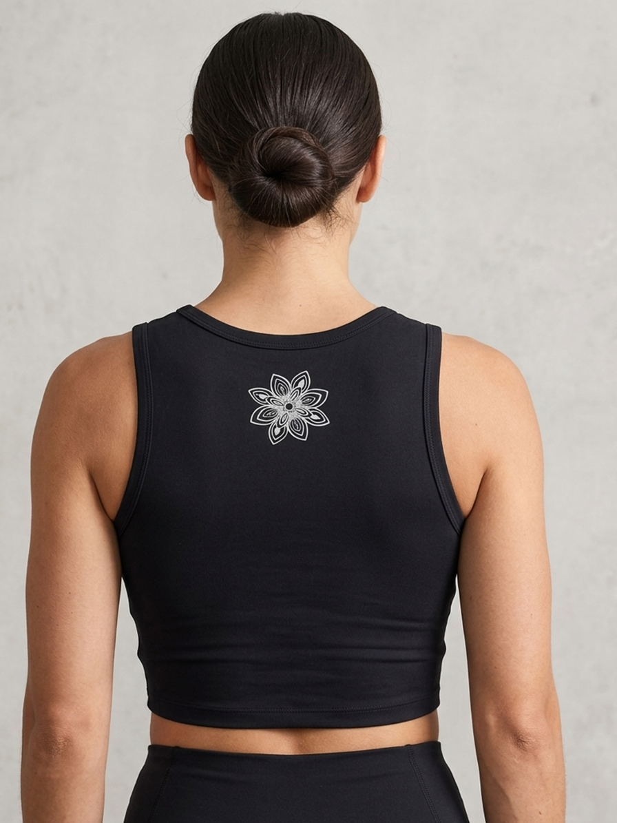 Black Organic Cotton Tank Top – Natural Fabric Everyday Cropped Singlet