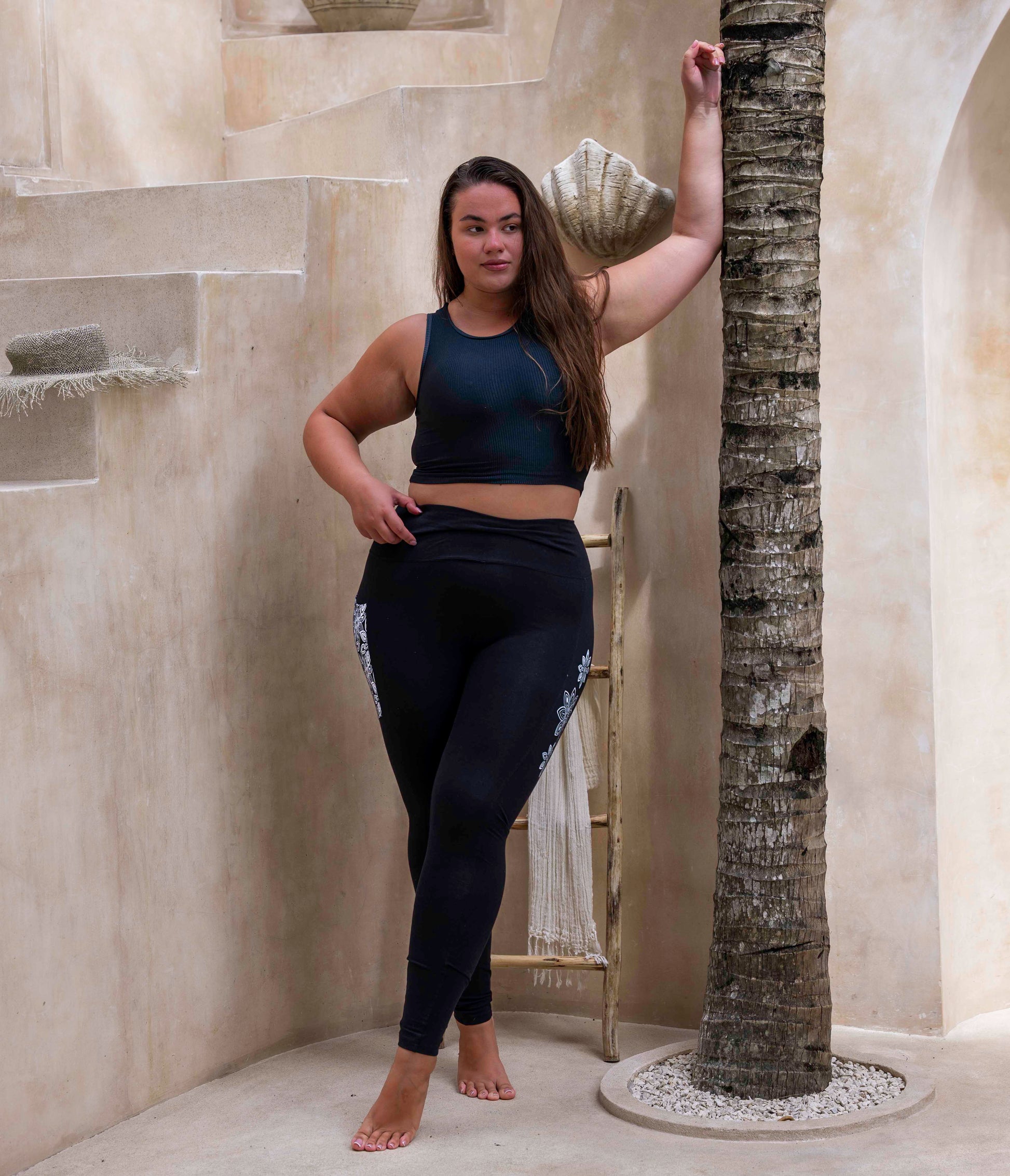 Organic Cotton Pocket Leggings – Black with Mandala Print – view 13