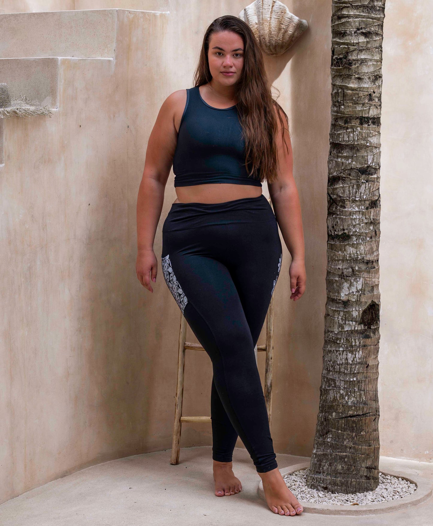 Organic Cotton Pocket Leggings – Black with Mandala Print – view 11