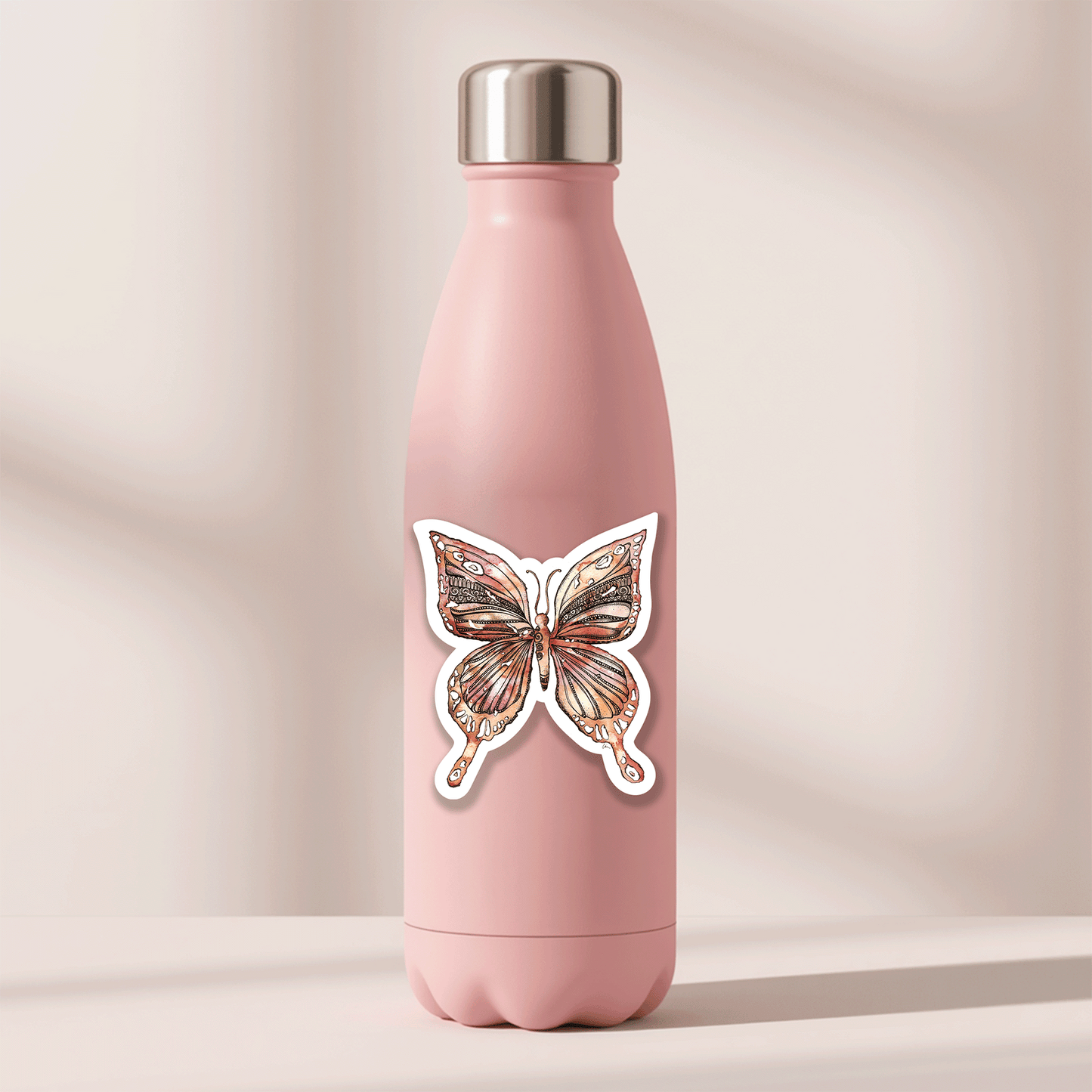 Butterfly Mandala Watercolour Vinyl Sticker – full view