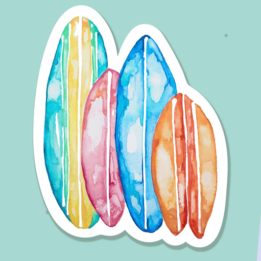 Surf Boards Colourful Watercolour Vinyl Sticker