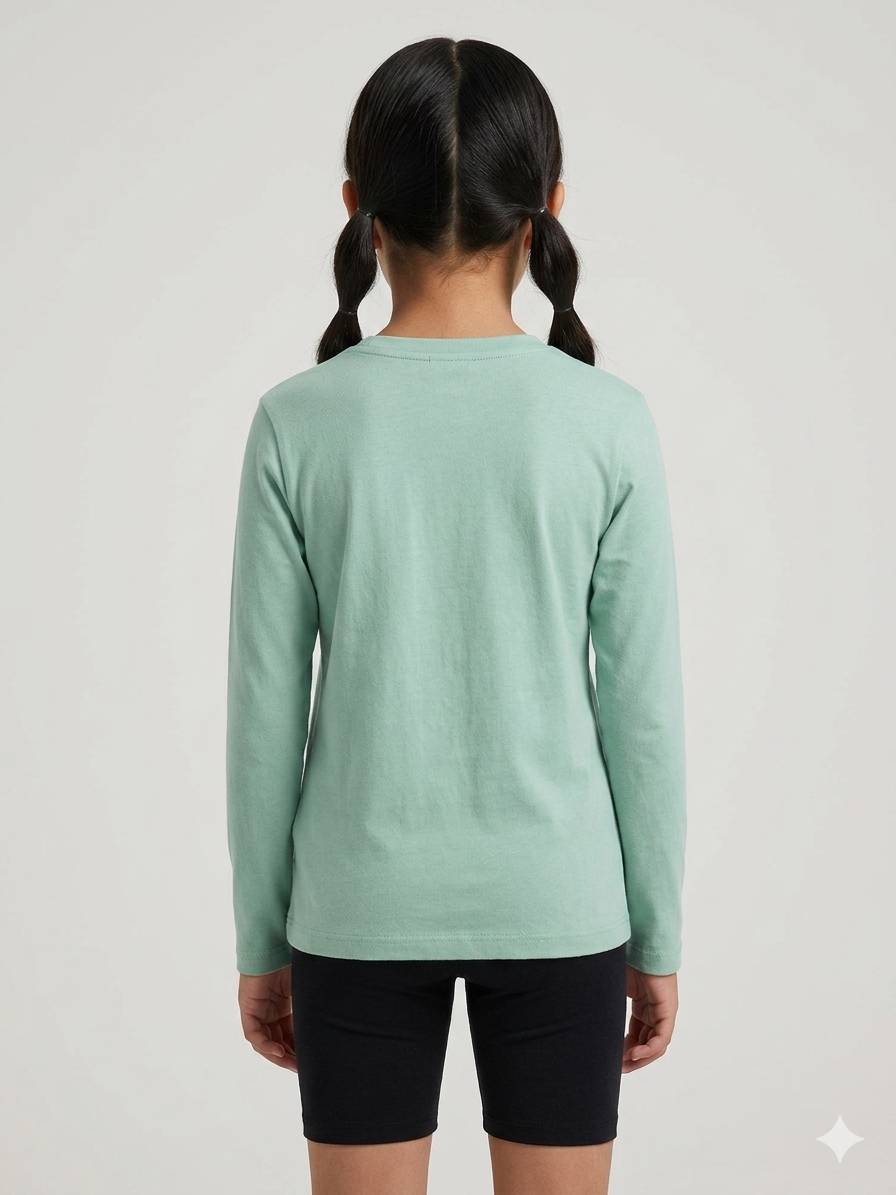 Turtle Green Kids long Sleeve Tshirt – 100% Cotton - Watercolour sea turtle Illustration Graphic tee