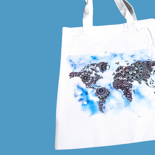 Tote Bag - World MAp Artisan Watercolour Illustration