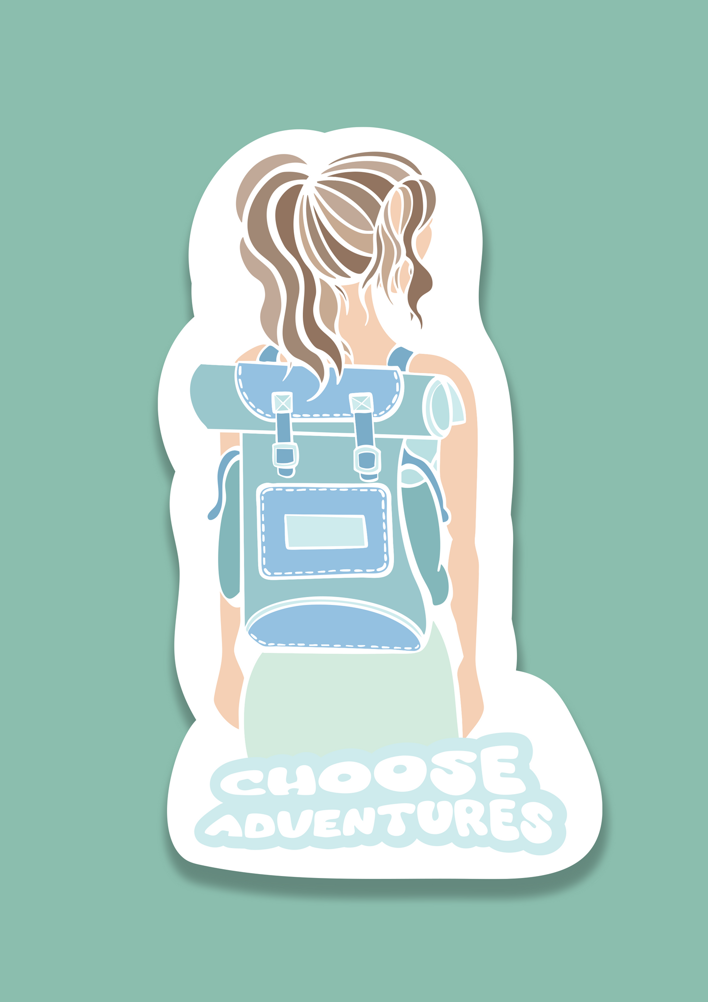 Adventure Travel Girl Illustration Vinyl Sticker