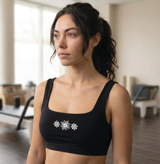 Black Organic Cotton Crop Top – Natural Fabric Everyday Sports Bra