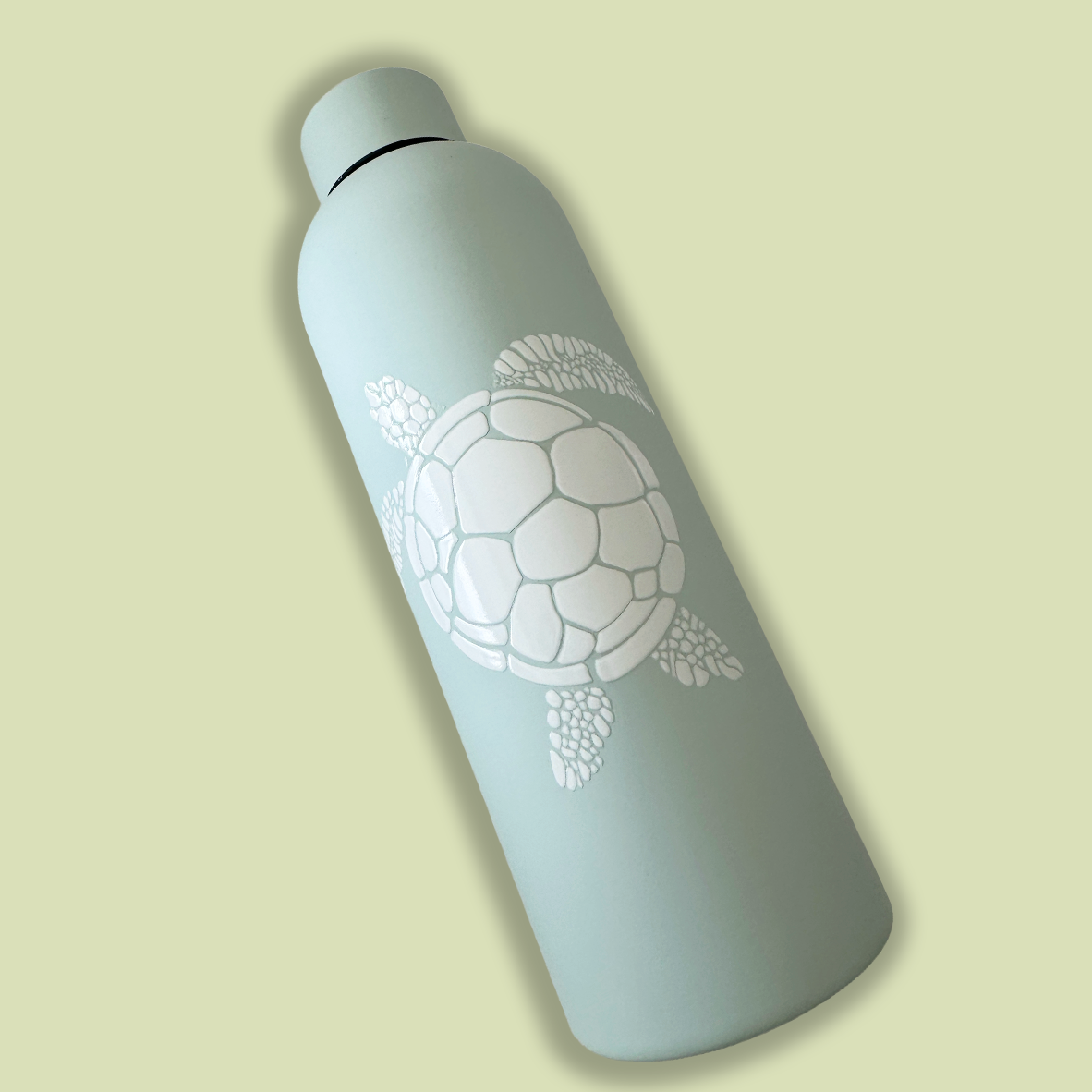 Turtle Pastel Green Insluated Drink Bottle - Hand Drawn Illustraion UV DTF Sticker