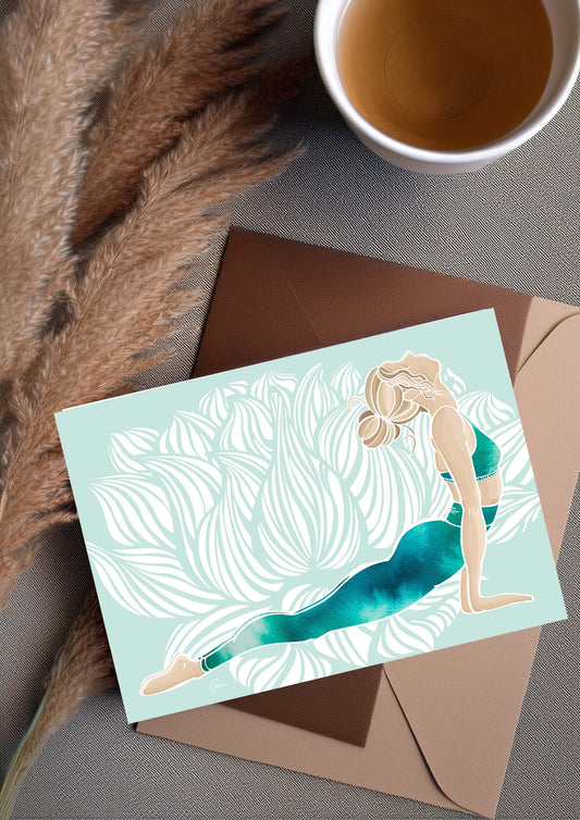Yoga Greeting Card – Upward Facing Dog Illustration