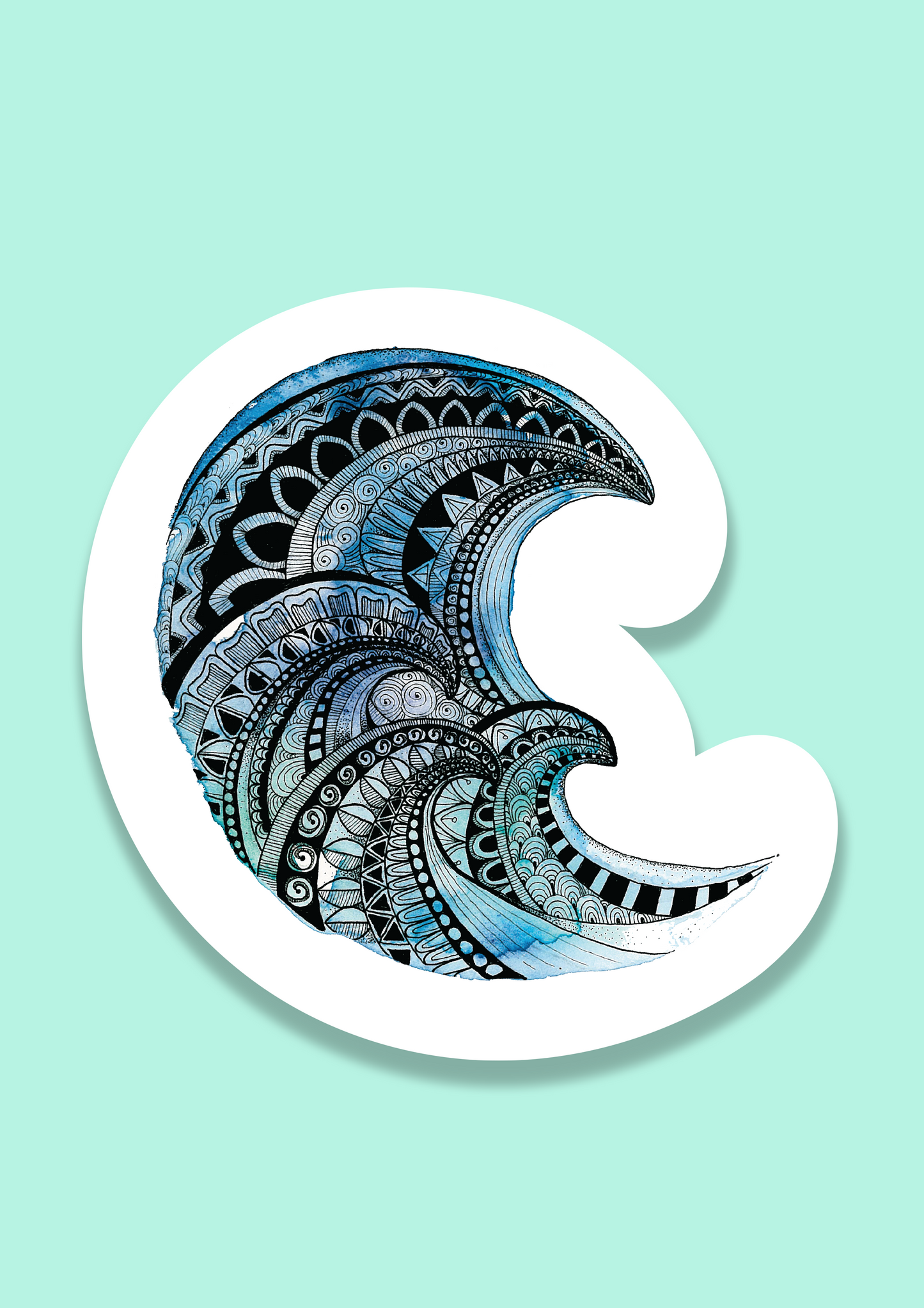 Wave Mandala Watercolour Vinyl Sticker