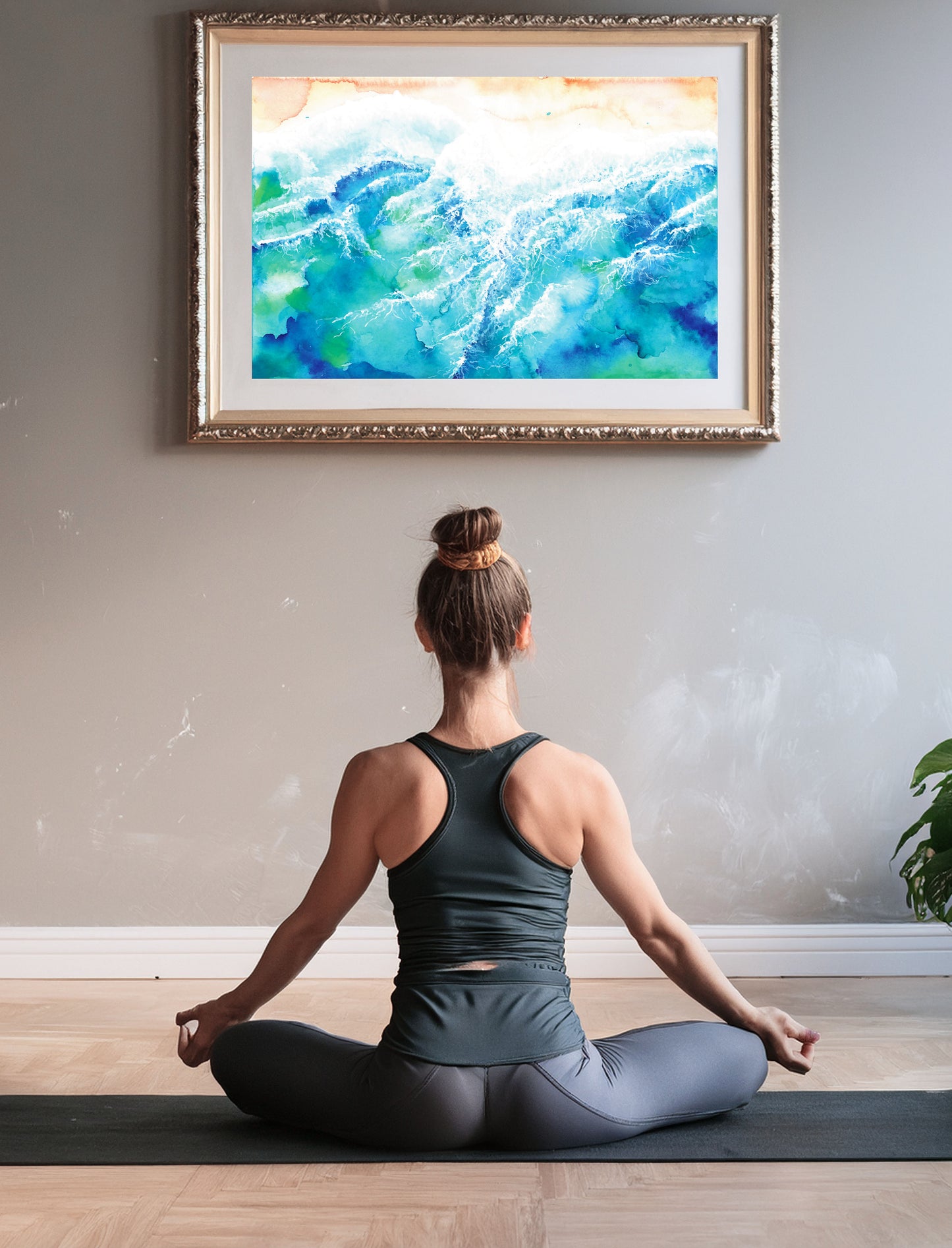 Turquoise Wave Watercolour Art Print – Ocean-Inspired Coastal Wall Art