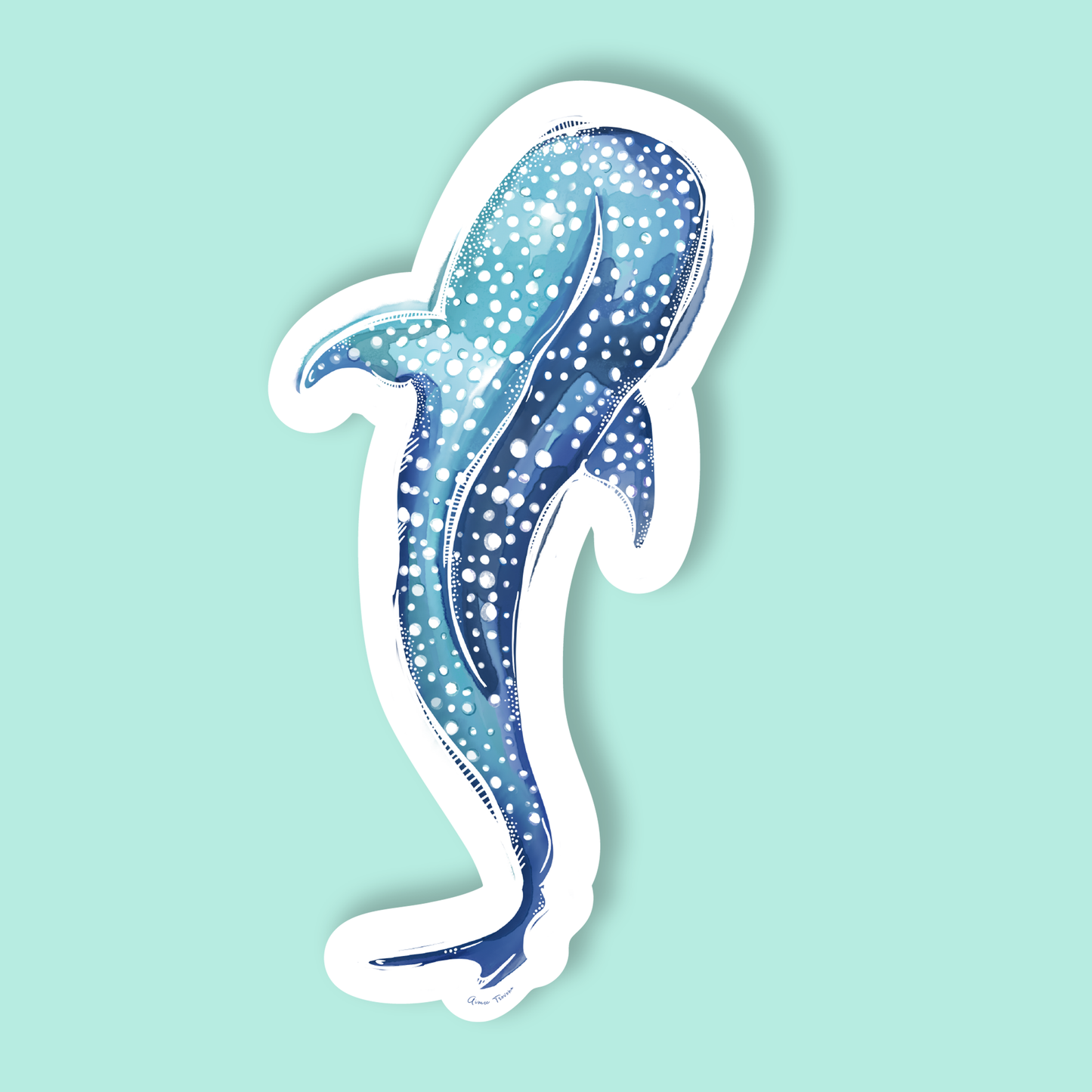 Whale Shark Watercolour Vinyl Sticker