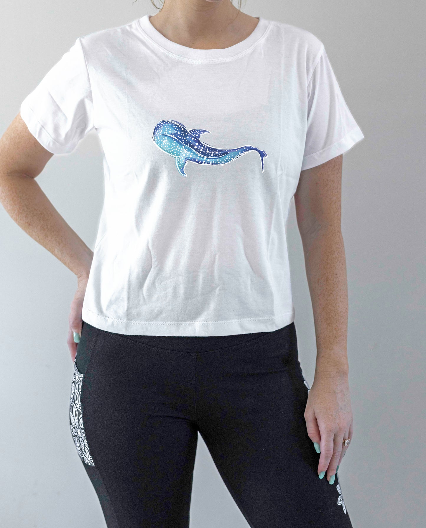 Whale Shark T-shirts Cropped Graphic Tee - 100% Cotton