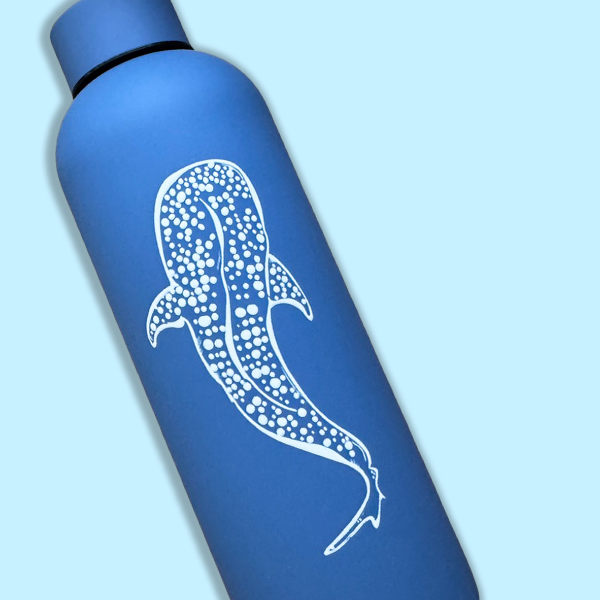 Whale Shark Blue Insluated Drink Bottle - Hand Drawn Illustraion UV DTF Sticker