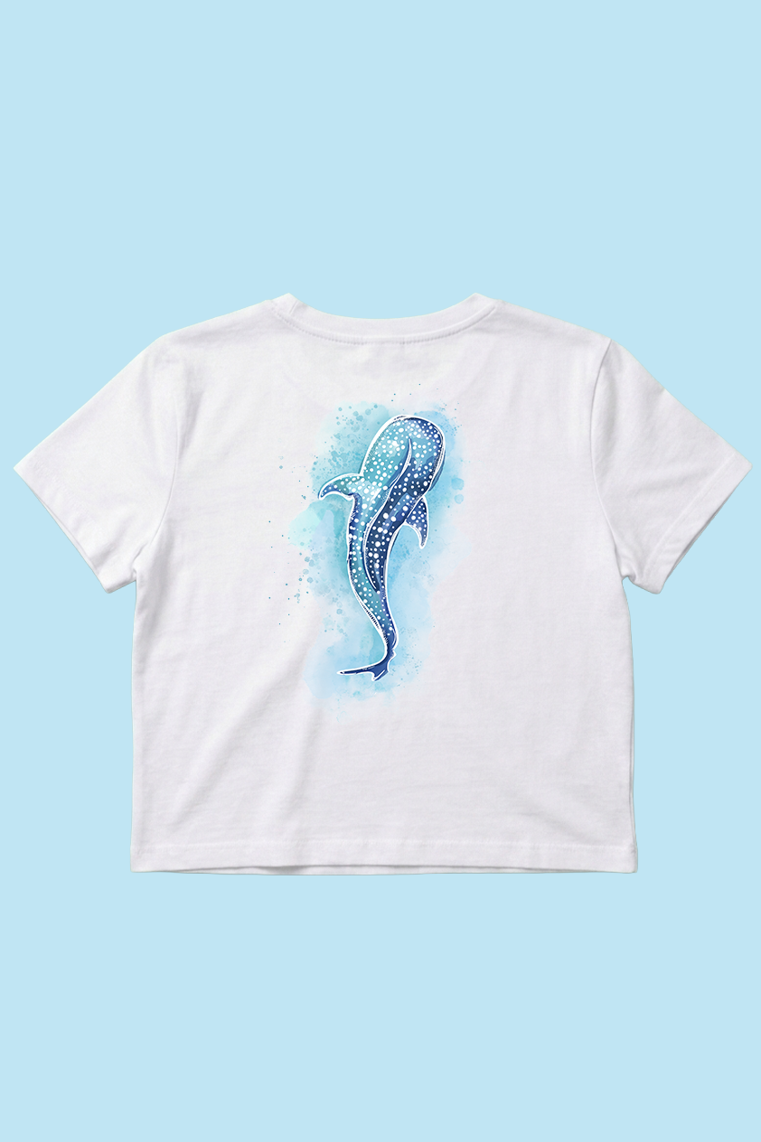 Whale Shark T-shirts Cropped Graphic Tee - 100% Cotton