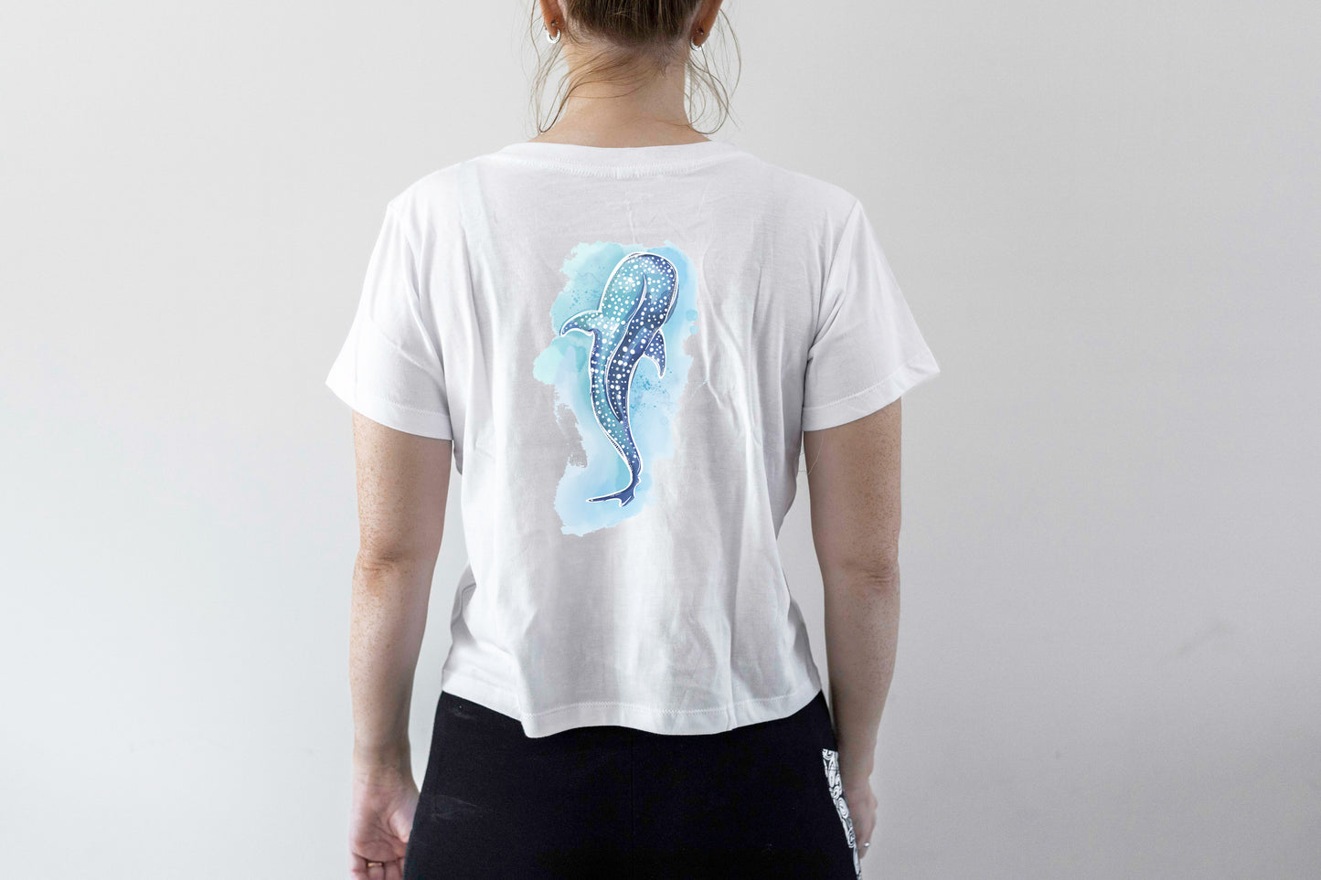 Whale Shark T-shirts Cropped Graphic Tee - 100% Cotton